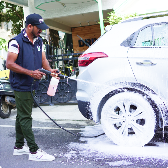 Door step car cleaning